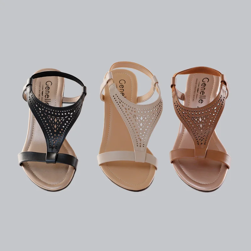 Genelle black, beige and tan Slingback Wedge (K/802) for women