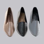 Genelle Covered Flats K747 in gray, black, and dusty gold covered flats for women