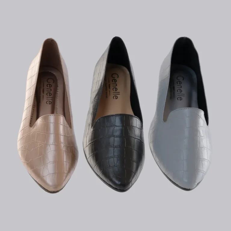 Genelle Covered Flats K747 in gray, black, and dusty gold covered flats for women