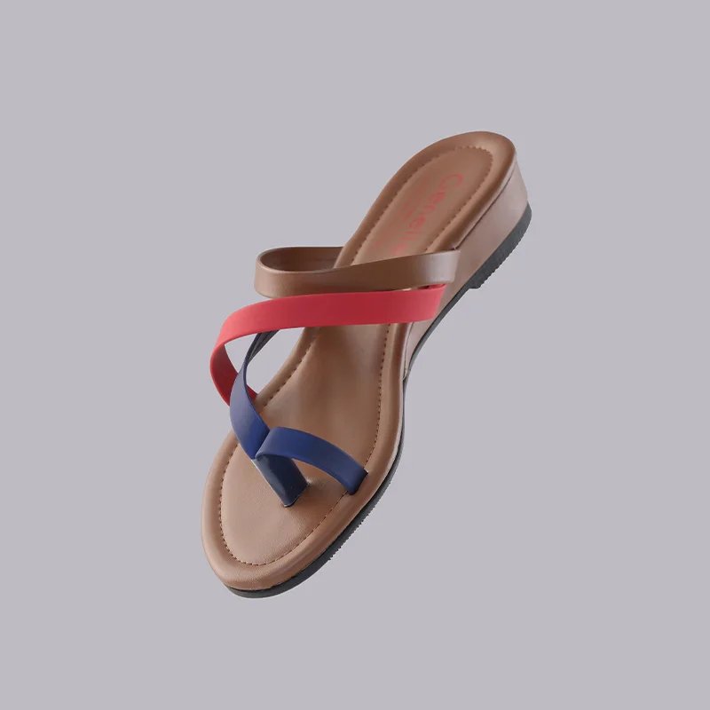 Genelle red Strappy Wedge K/662 with elegant strap detailing