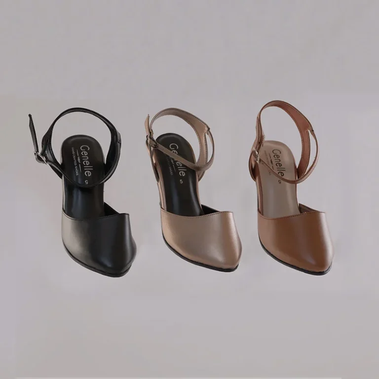 Genelle S913 tan, black, and pewter Covered Heels for women
