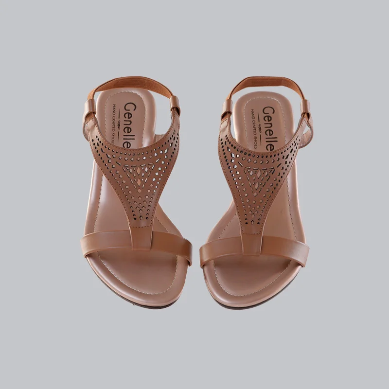 Genelle tan Slingback Wedge (K/802) with an elegant open-back design