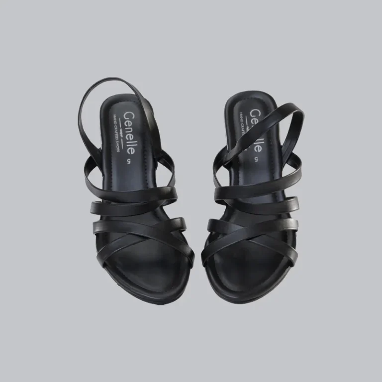 Genelle black Slingback Wedge K/473 with an elegant open-back design