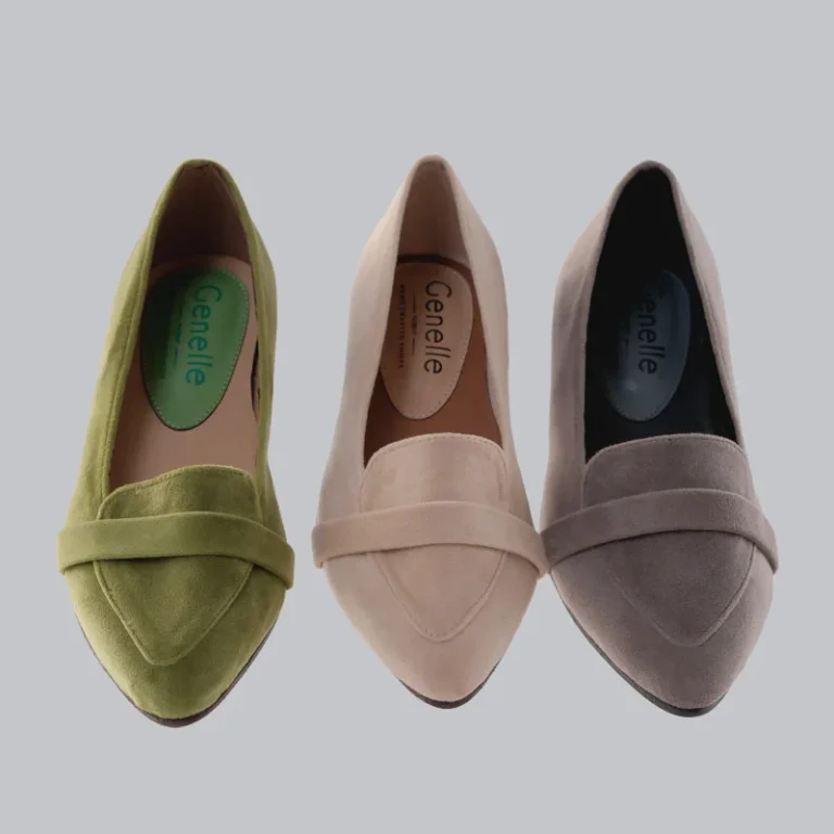 Genelle Covered Flats K805 for women in grey, beige, and green handcrafted flats