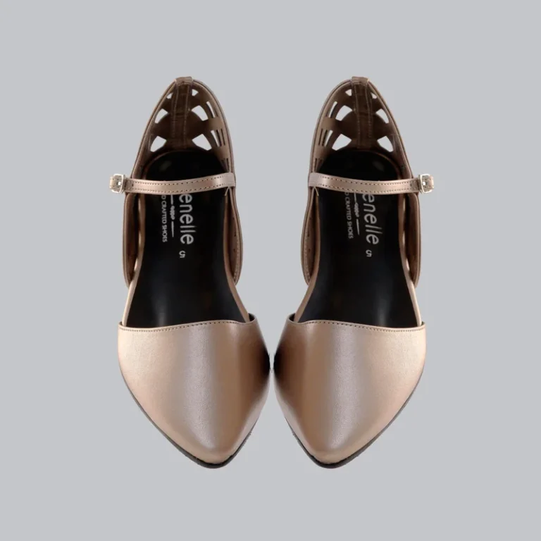 Genelle Covered Flats K699 tan women’s cover shoes with handcrafted detailing