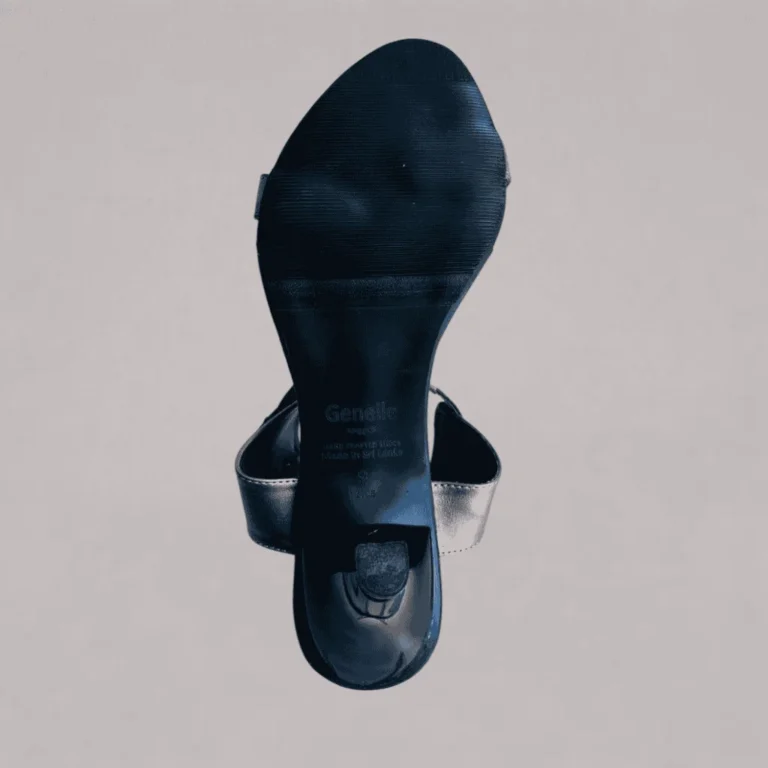 Genelle Ankle Strap Heel (S/829) shown from the sole view. The image provides a closer look at the heel sole detailing of this ankle strap heel.