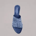 Genelle Blue Sandal Wedge (S/975) with a stylish wedge heel and premium handcrafted finish