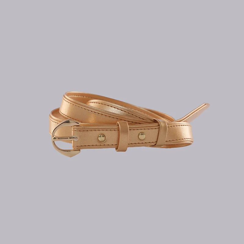 Genelle Plain Belt 1189 gold belt for women with elegant premium leather