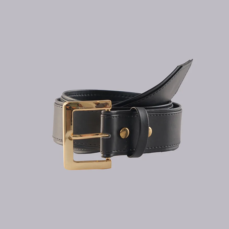 Genelle Plain Belt Dull Gold 1120 black women's black belt with premium finish