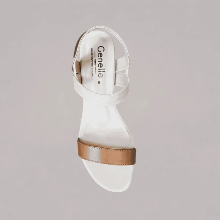 Genelle tan and white Slingback Heel (S/550) displayed together in a product view. The heels highlight the tan and white colour combination and slingback design.