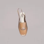 Genelle Tan Angle Box Heel Pumps K851 with elegant heel design