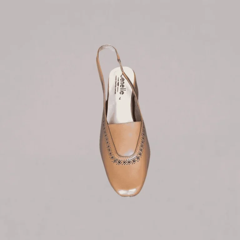 Genelle Tan Angle Box Heel Pumps K851 with elegant heel design