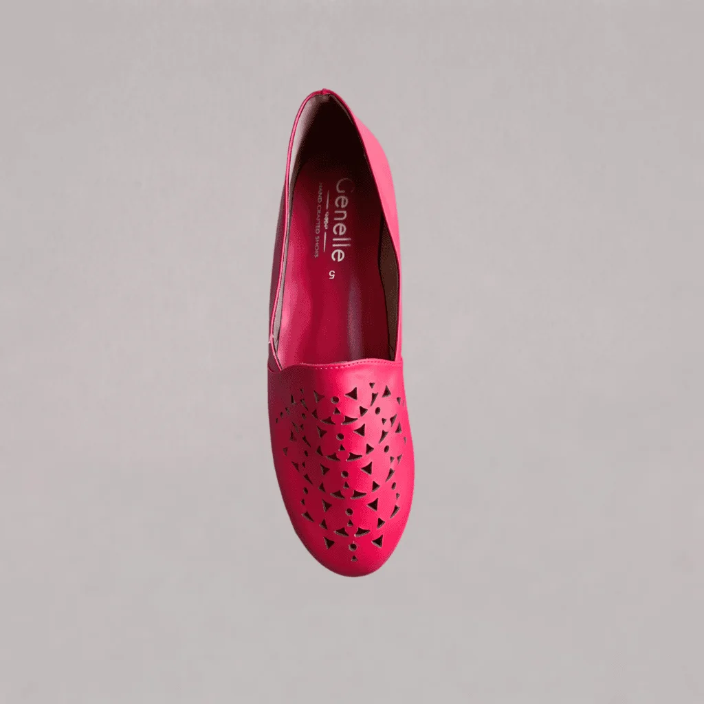 genelle-red-covered-flats-k843 Genelle Covered Flats K843 red covered flats with an elegant handcrafted finish
