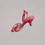 Genelle red ankle strap heel S/970 side profile showing heel height and ankle strap