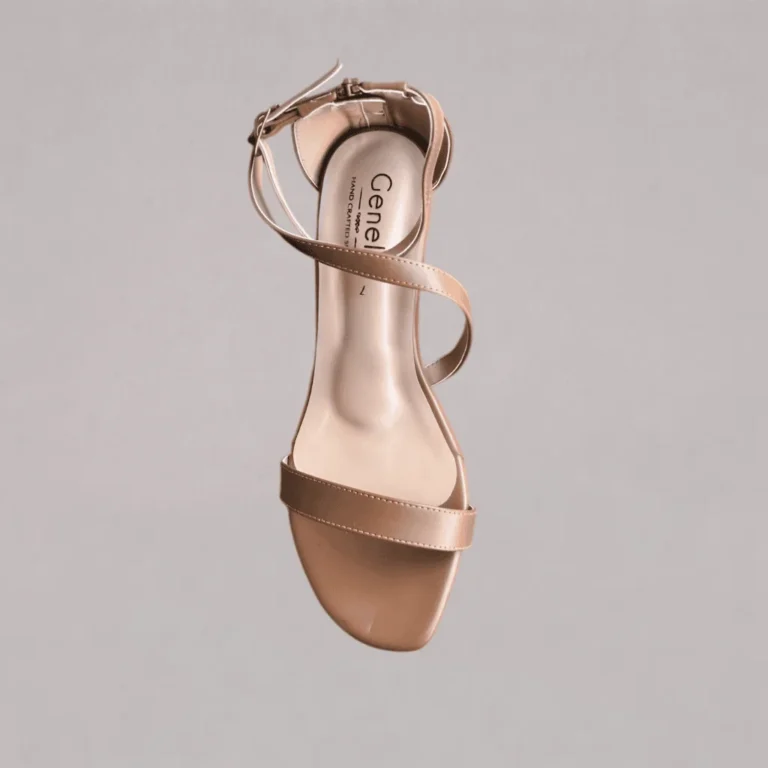 Genelle Tan Ankle Strap Box Heel (S/965) featuring an ankle strap and structured box heel