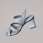 Side profile of Beige Slingback Box Heels S/891 from Genelle showing the defined heel structure