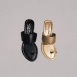 Genelle Black & Gold Slip-on Wedges (K/203) showing both elegant color variations