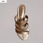 Genelle Gold Slip-on Box Heel K/656 with an elegant metallic finish