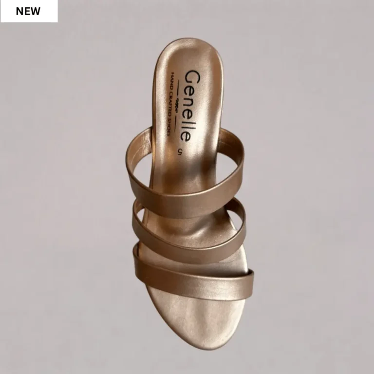 Genelle Gold Slip-on Box Heel K/656 with an elegant metallic finish