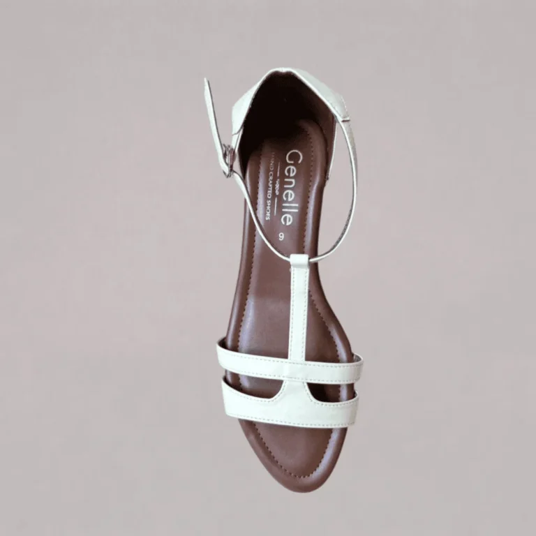 Genelle white Sandal Wedge (K/184) with a clean wedge design and comfortable fit