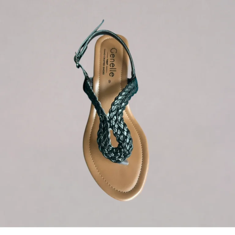 Genelle black Slingback Wedge K346 with a sleek silhouette and supportive wedge construction