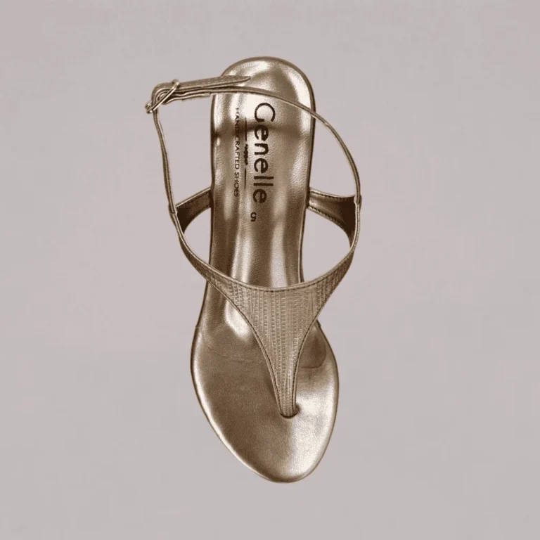 Gold slingback wedge with premium finish and elegant women’s footwear styling