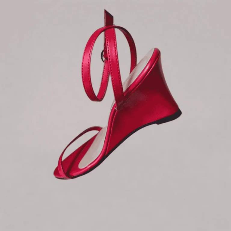 Women’s slingback wedge side profile with elegant handcrafted silhouette
