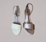 Genelle White & Beige Ankle Strap Heel (K/382) featuring a two colour design