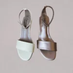 Genelle White & Beige Ankle Strap Heel (K/382) featuring a two colour design