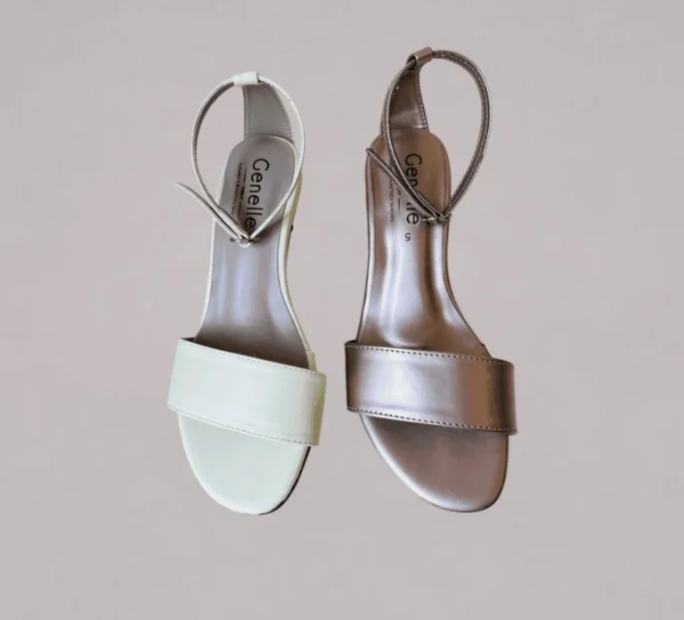 Genelle White & Beige Ankle Strap Heel (K/382) featuring a two colour design