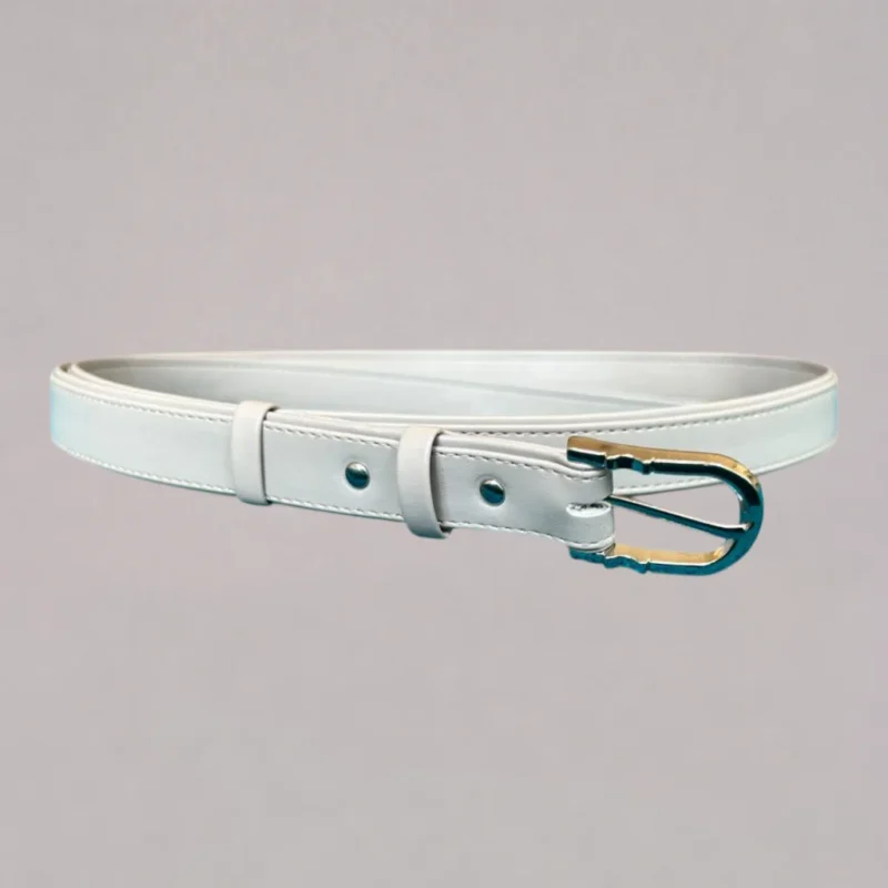 Genelle beige laser pattern belt women with handcrafted detailing