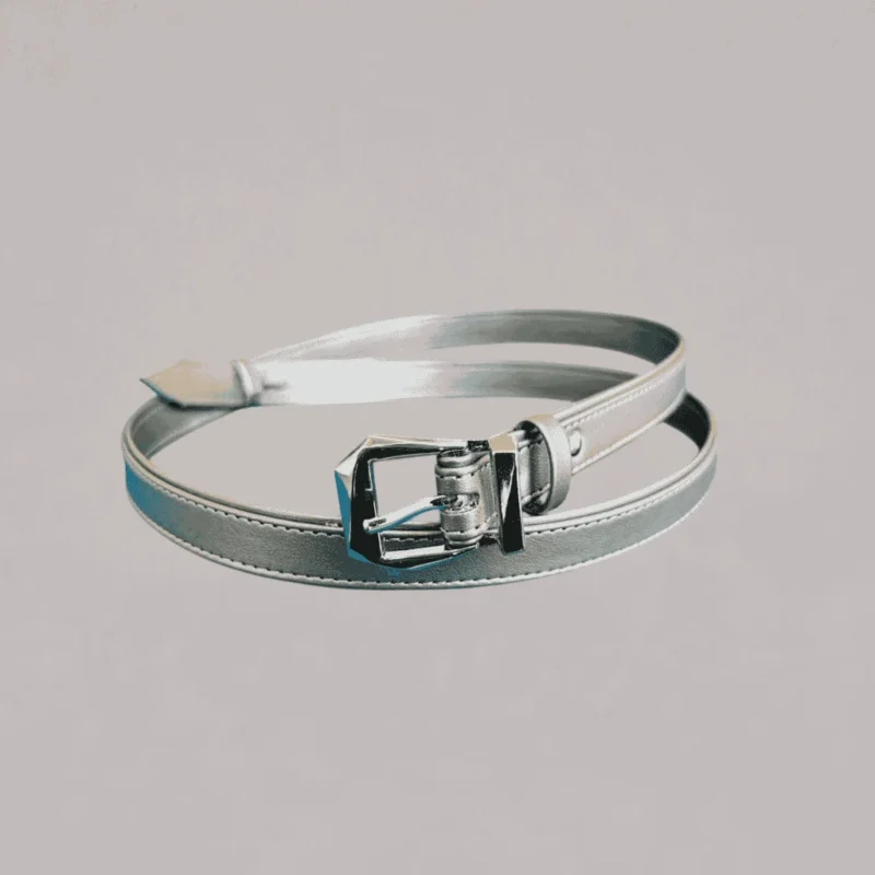 Genelle Plain Belt 1207 pewter ladies belt with a sleek handcrafted finish in Sri Lanka