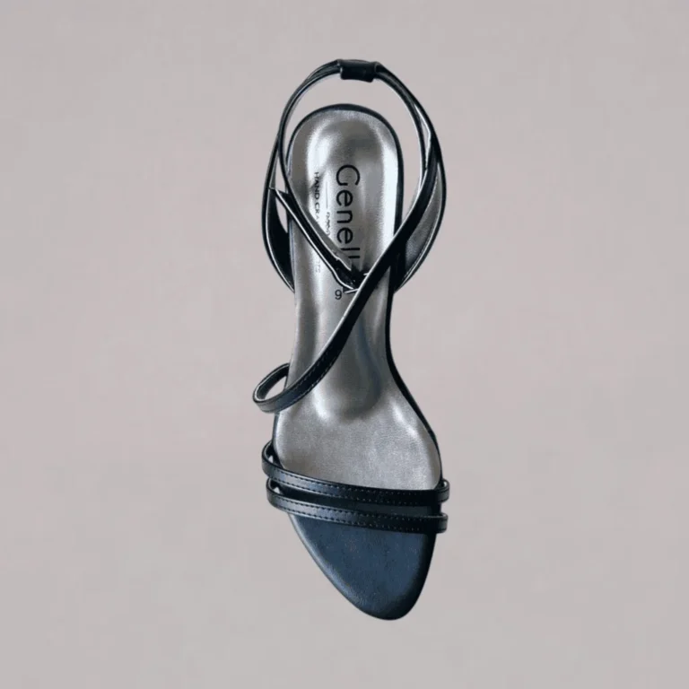 Genelle Black Ankle Strap Heel (S/686) with a sleek high heel and elegant ankle strap design
