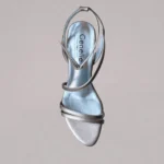 Genelle Pewter Strap Heel (S/686) with a metallic finish and elegant heel