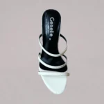 Genelle White Slip-on Flare Heels (S/933) with a modern flare heel and elegant slip-on design