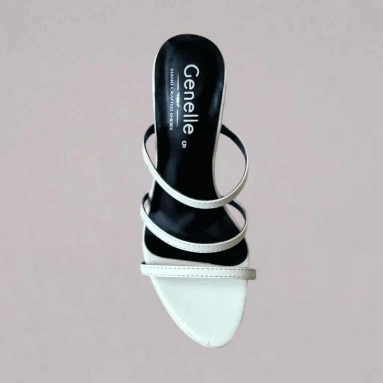 Genelle White Slip-on Flare Heels (S/933) with a modern flare heel and elegant slip-on design