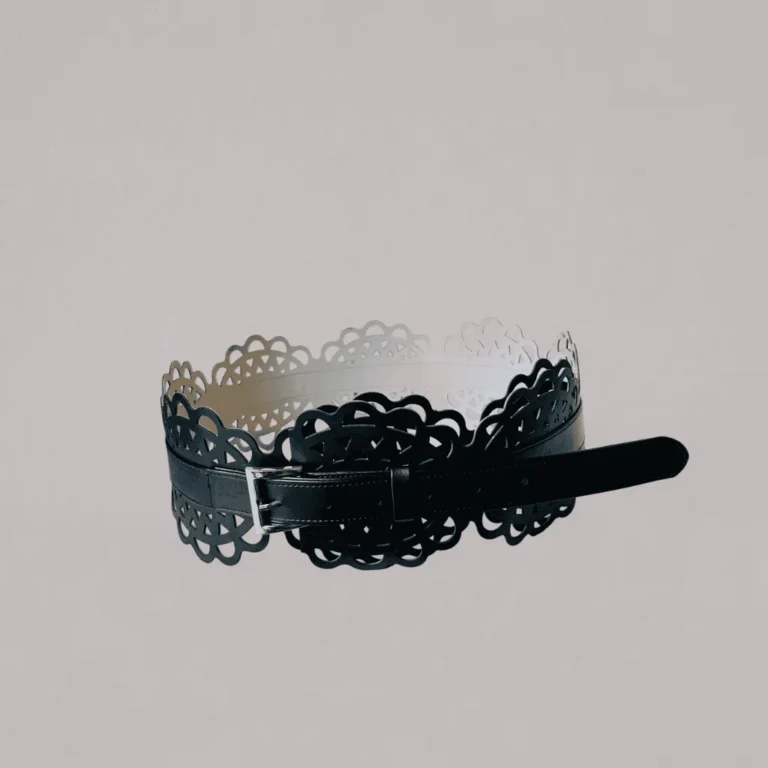 Genelle B01 black designer belt with laser cut detailing