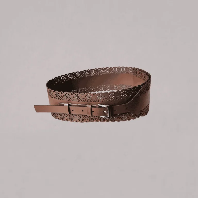 Genelle Laser Cut Belt B02 tan handcrafted belt for women in Sri Lanka