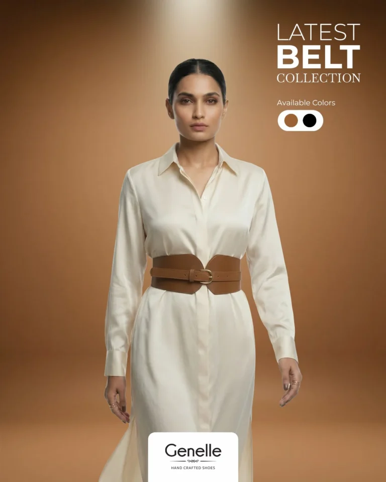 Genelle B03 minimalist tan women’s belt handcrafted in Sri Lanka