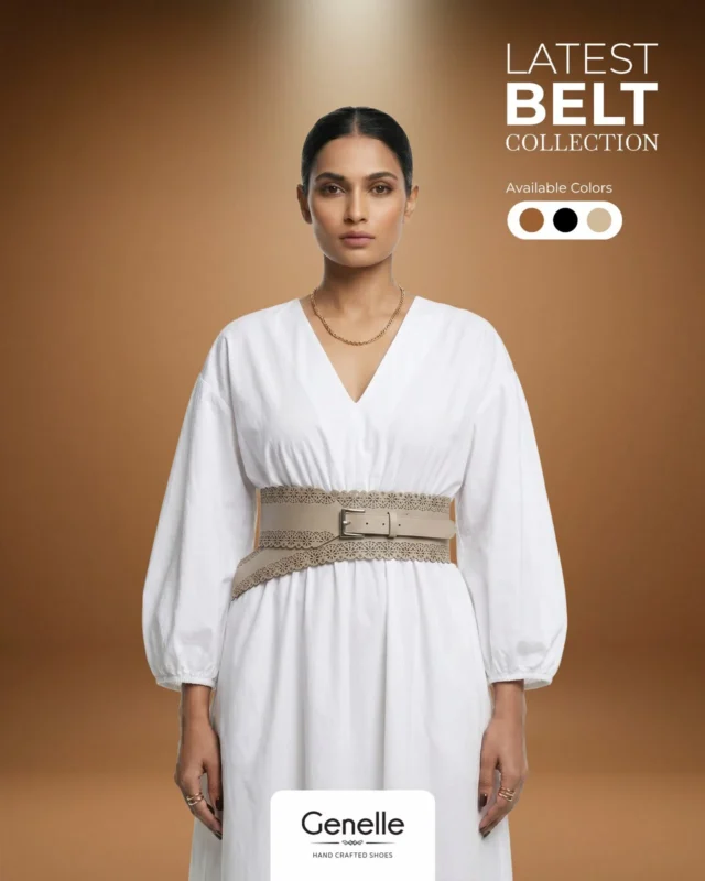 Genelle Laser Cut Belt B02 beige women’s belt handcrafted in Sri Lanka