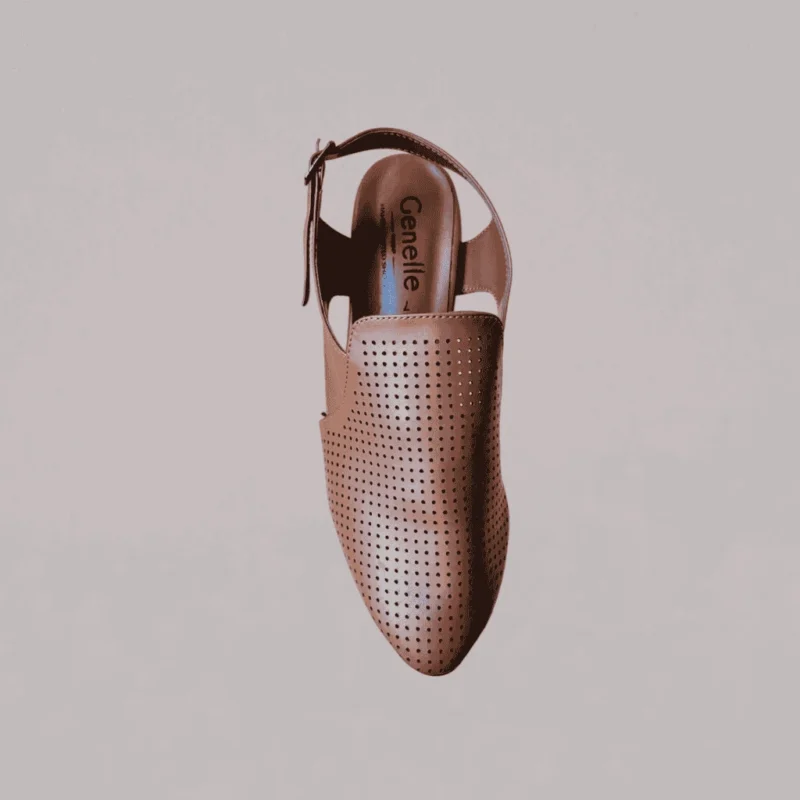 Genelle tan Box Heel Pumps (K/844) with a classic silhouette and elevated heel