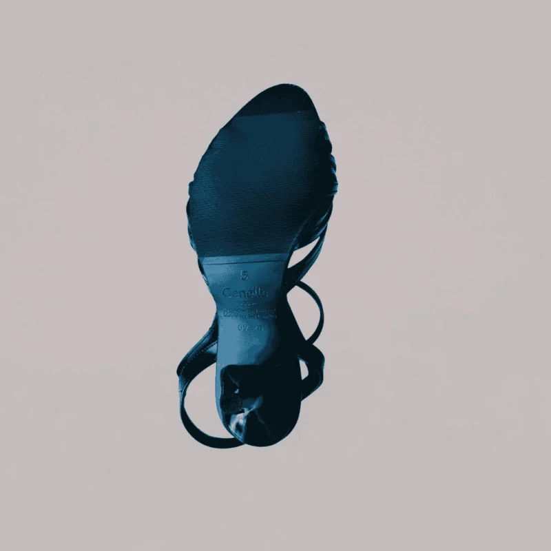 Sole of Genelle Black Slingback Heels (S/977) showing detailed footwear construction