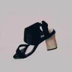 Genelle S-980 Black women's Ankle Strap Box Heel with an elegant structured silhouette