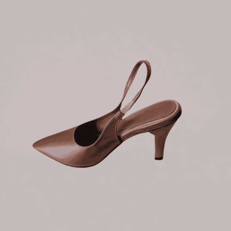 Genelle Slingback Heels S/971 tan side profile showing the elegant heel and pointed shape