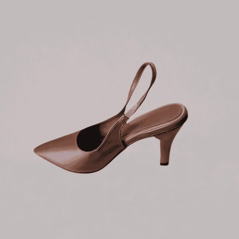 Genelle Slingback Heels S/971 tan side profile showing the elegant heel and pointed shape